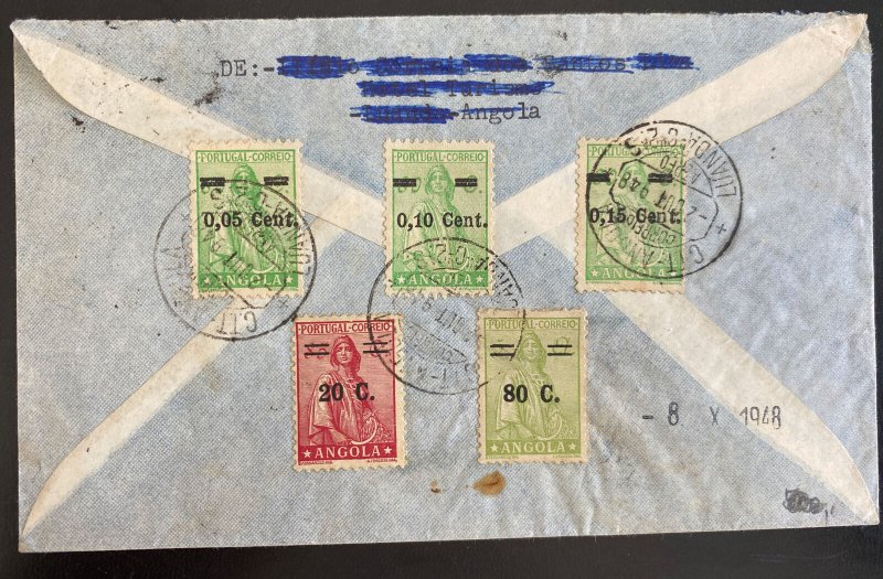 1948 Luanda Portuguese Angola Registered Cover To Bratislava Czechoslovakia