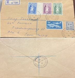 D)1961, IRELAND, CORRESPONDENCE, REGISTERED MAIL, WITH 3 STAMPS, 15T