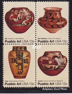 BOBPLATES #1706-9 Pueblo Art Block of 4 F-VF NH SCV=$1