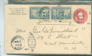 US 650 1929 two 5c civil aeronautics conference stamps pay special delivery fees on this commercial cover sent from massachusett