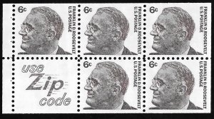 #1284C 6 cents  Roosevelt Slogan 5 Pane (1968) Stamp Mint OG NH EGRADED VF 83