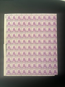 1938 SCOTT 837 NORTHWEST TERRITORY SESQUI 3C STAMP SHEET one stamp separation