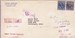 1951, Cleveland to Cleveland, OH, 3c & 30c Prexie, See Remark (26717)