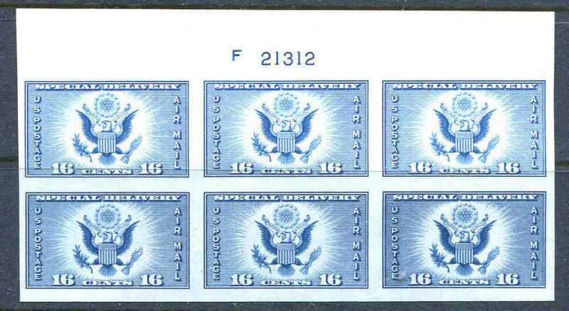 US Plate Sc# 771 Air Post Special Delivery  MNH 1935 Choice Top Position With F