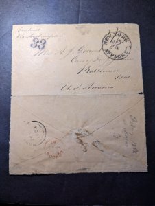 1858 Early USA Cover New York NY to Baltimore MD Maryland