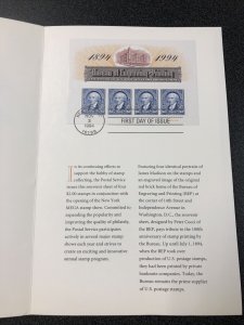 US Sc 2875 $2 BEP 100th Anniversary 1994 Mini Souveni Sheet First Day Cover FDC