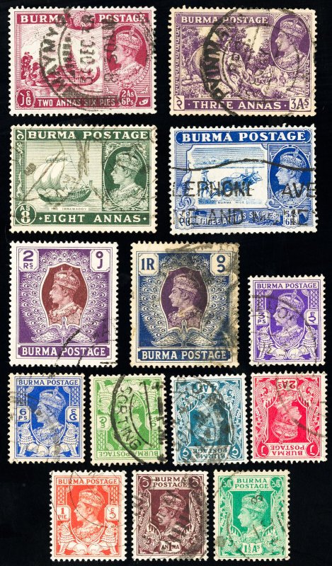 Burma Stamps # 18a-31 Used VF Scott Value $40.00