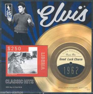 LIBERIA 2012 'ELVIS PRESLEY' GOOD LUCK CHARM  RECORD S/SHEET  MINT NH