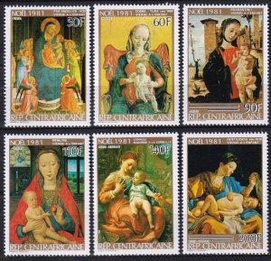 Central African Republic 1981 Christmas Art Paintings Mi.798 - 803 MNH
