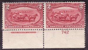 US 286 2c Trans-Mississippi Bottom Plate #742 Pair F-VF OG NH SCV $160