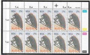 South Africa #692 25c Beetles (MNH) margin block of 10 CV$7.50