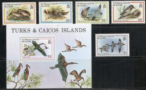 Turks and Caicos Islands 425-30 1980 Birds set and s.s. MNH