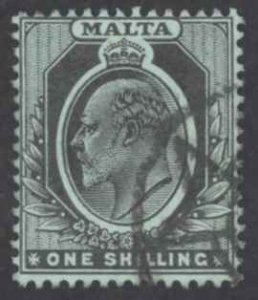 Malta Sc# 40 Used 1911 1sh black, green King Edward VII