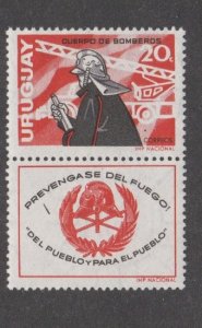 Uruguay # 735, Fireman with tab, Mint Hinged