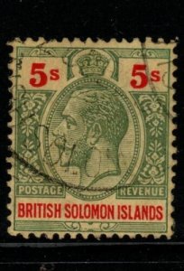 BRITISH SOLOMON IS. SG36 1914 5/= GREEN & RED/YELLOW FINE USED 