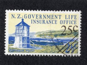 New Zealand 1978 25c on 2 1/2c Lighthouse, Scott OY50 used, value = $2.00