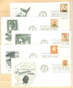 US 1608-1734 1978-79 5 U/A FDCs, 4 with artmaster cachets, 1 artopages cachet