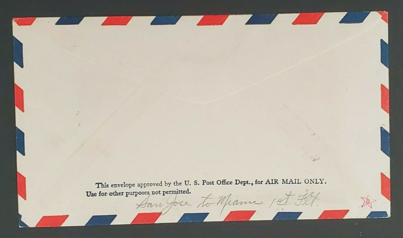 1930 Costa Rica to Ft Worth Texas First Flight San Jose to Miami Air Mail Cover