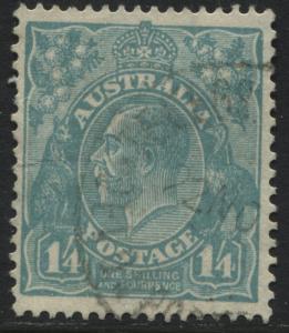 Australia 1920 KGV Head  1/4d light blue CDS used