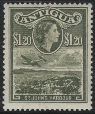 Antigua 119 (mlh) $1.20 St. John’s Harbour, olive green (1953)