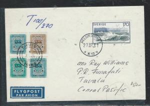 TUVALU (P0407B) INCOMING COVER FROM SWEDEN 1981