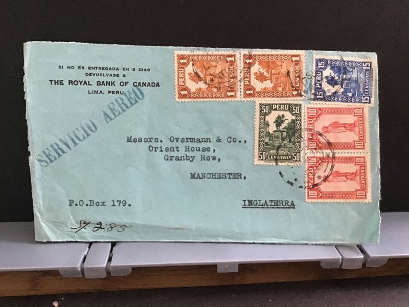 Peru 1934 Royal Bank Canada  stamp cover front    R31867