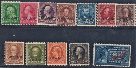 US Back Of Book - Guam 1-8, 10-12, E1 Ave - F - VF Mint H cv $1,630