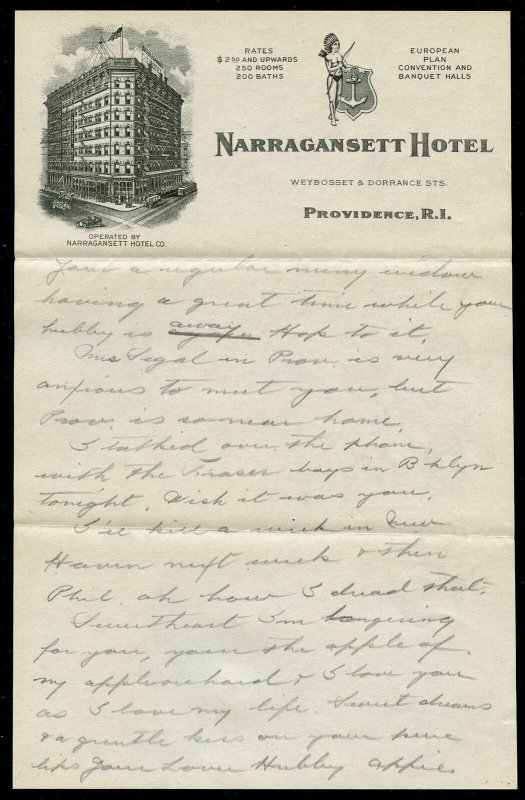 U.S. Scott 610 on 1923 Ad Cover for the Narragansett Hotel in Providence, RI 