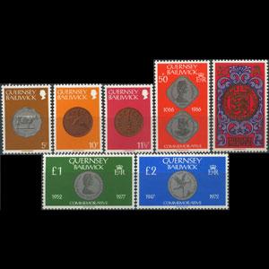 GUERNSEY 1980 - Scott# 198B-203A Coins Set of 7 NH back spot