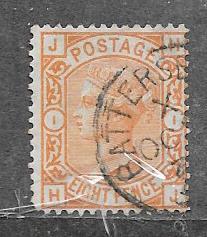 GB #73 8p orange  plate #15  Queen Victoria (U) CV $350.00