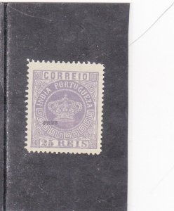 PORTUGUESE INDIA CROWN 25 REIS ARDOSIA (1880 - 81) FOURNIER   MNH (**)