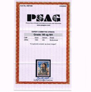 EXCEPTIONAL GENUINE SCOTT #2869s MINT PRISTINE OG NH PSAG CERT GRADED SUPERB-98