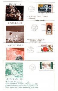 Apollo 12 Mission, set 4 (Launch-2 moon Landing/Exploration/LEM Rend/Splashdown)