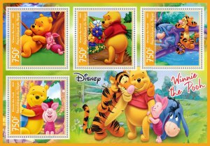 Stamps.Cartoons ,Winnie The Pooh 2022 year, sheet 1+1  perforated
