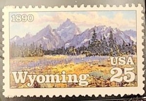 US Scott # 2444; 25c Wyoming from 1990; MNH, og; VF centering