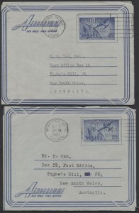 1953-57 Two Canada Aerogrammes to Australia A20 A22 Philatelic Correspondence