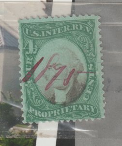 US Scott RB4b Proprietary 4c Portrait 1871-74 Revenue Stamp  Issue