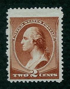 US Scott 210 2c Washington Red Brown UNUSED VF NG HR Perf 12 1883 SCV $42.50