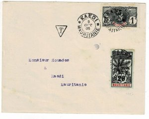 Mauritania 1906 Kaedi cancel on local cover, short paid, postage due affixed