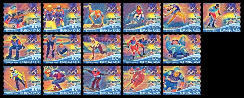 Stamps.Olympic Games in Beijing 2022  16 stamps perforated ice hockey., luge NEW