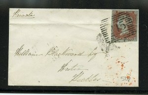 Great Britain #3 (GR180) on Cover Dated 1850 Size 2 1/2 x 4, Used, bend on top