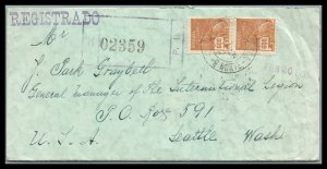 Brazil 1939 Registered cover to Seattle Wa.  USA
