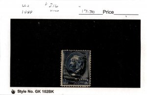 United States Postage Stamp, #216 Used, 1888 Garfield (AC)