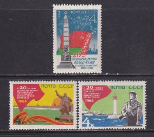 Russia 1964 Sc 2876-8 Odessa Leningrad Byelorussia Liberation Stamp MNH