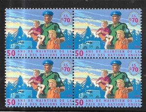 UN-Geneva #325  70c  Peace Keeping Forces (MNH) blk of 4 CV $3.40