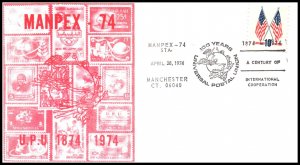 US 100th Anniversary UPU 1974 Manpex Cover