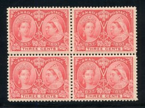 CANADA SCOTT #53 3c QUEEN VICTORIA JUBILEE VF  BLOCK OF FOUR MINT NEVER HINGED