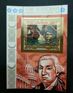 *FREE SHIP Comoros United States Bicentennial 1976 (ms) MNH *Gold Foil * unusual