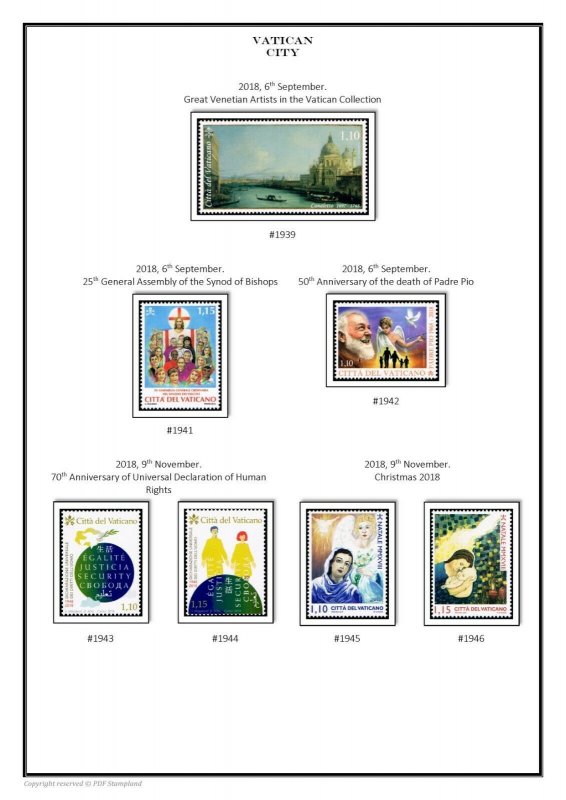 VATICAN CITY 1929 - 2020  PDF (DIGITAL) STAMP  ALBUM PAGES  (209 pages)