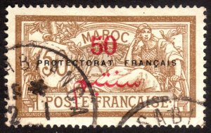 1914, Morocco 50c, Used, Sc 51